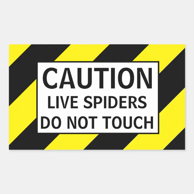 Sticker Spider Rectangular CAUTION LIVE SPIDERS RECTANGULAR STICKER | Zazzle