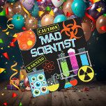 Caution Mad Scientist Birthday Party Invitation at Zazzle