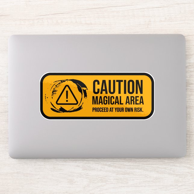 Caution Magical Area Road Sign Sticker (Computer)