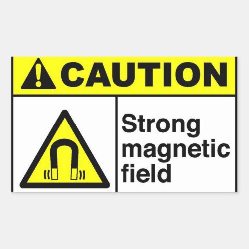 CAUTION Magnetic field Rectangular Sticker