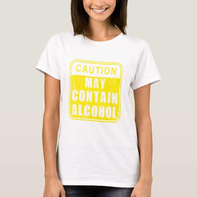 Caution May Contain Alcohol Beer Pong Game Player  T-Shirt (Front)