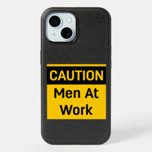 CAUTION Men at Work Yellow and Black iPhone 15 Case