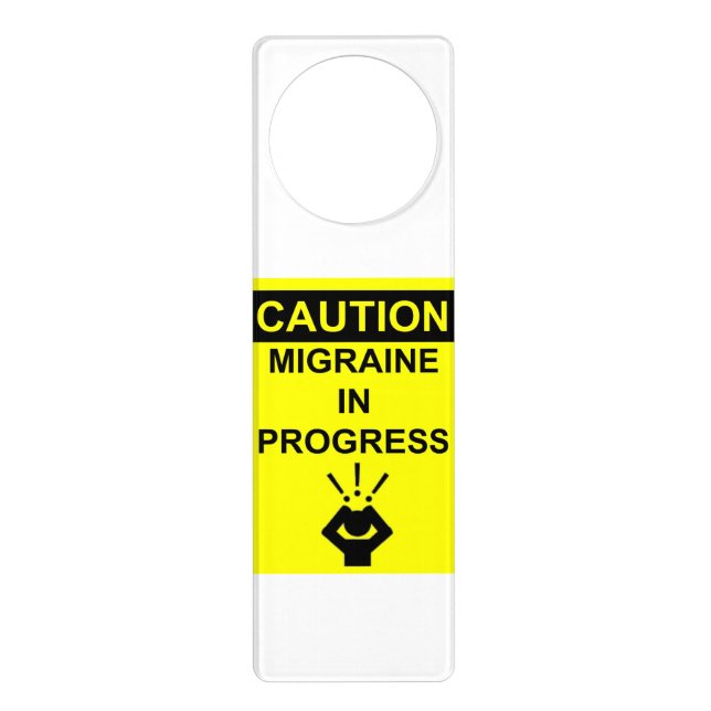 caution migraine door hanger (Front)