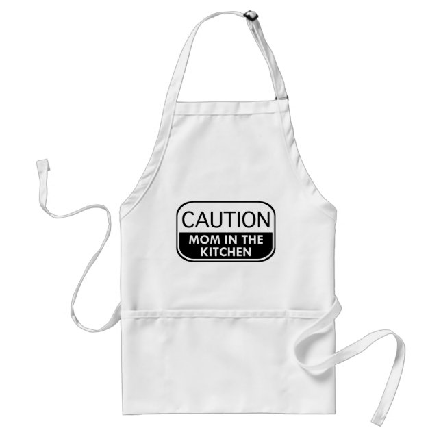 Caution Mom In The Kitchen Adult Apron (Front)