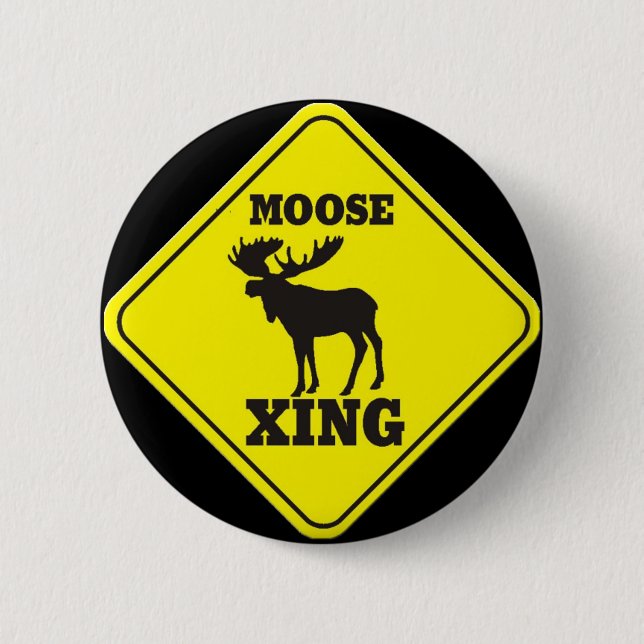Caution- Moose Crossing Button (Front)