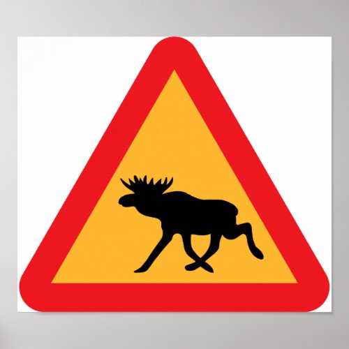 Caution Moose Swedish Traffic Sign