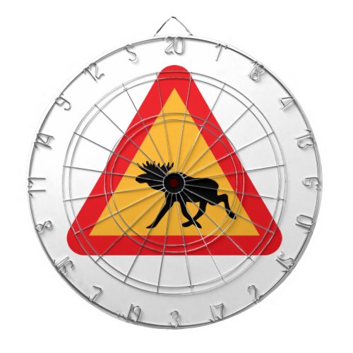 Caution Moose Swedish Traffic Sign Dartboard