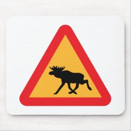 Caution Moose Swedish Traffic Sign Mouse Pad