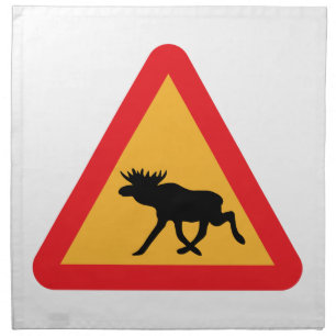 Caution Moose Swedish Traffic Sign Napkin