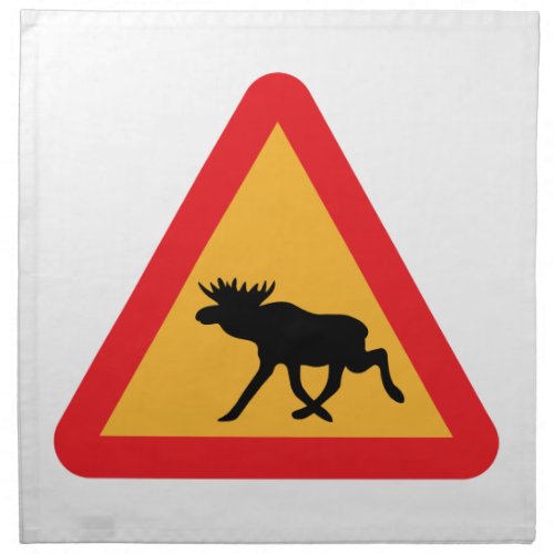 Caution Moose Swedish Traffic Sign Napkin
