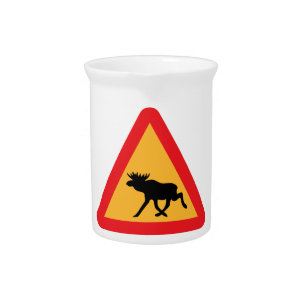 Caution Moose Swedish Traffic Sign Pitcher