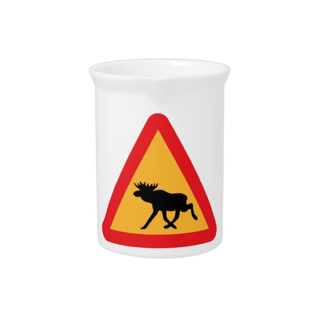 Caution Moose Swedish Traffic Sign Pitcher (Front)
