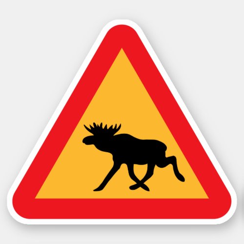 Caution Moose Swedish Traffic Sign Sticker