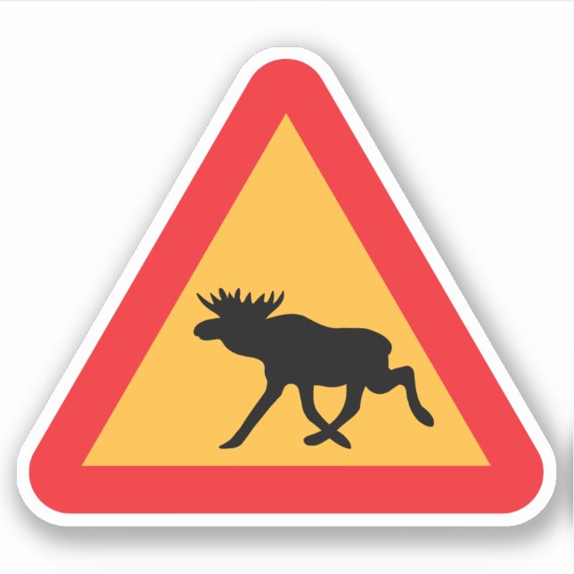 Caution Moose Swedish Traffic Sign Sticker (Front)