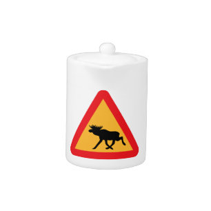 Caution Moose Swedish Traffic Sign Teapot
