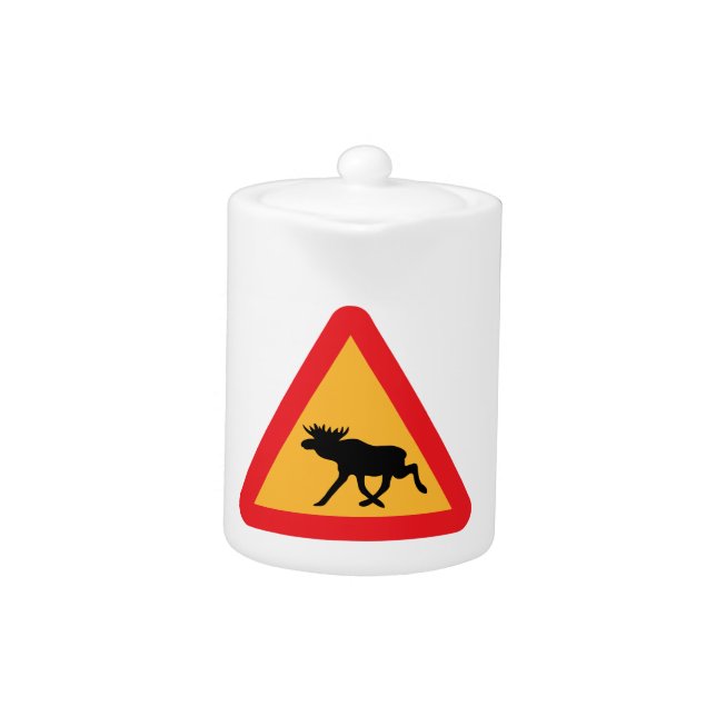 Caution Moose Swedish Traffic Sign Teapot (Front)