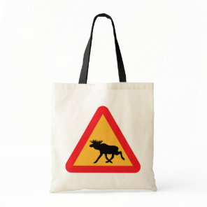 Caution Moose Swedish Traffic Sign Tote Bag