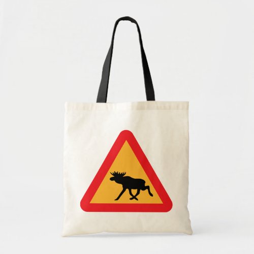 Caution Moose Swedish Traffic Sign Tote Bag