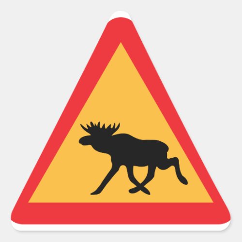 Caution Moose Swedish Traffic Sign Triangle Sticker