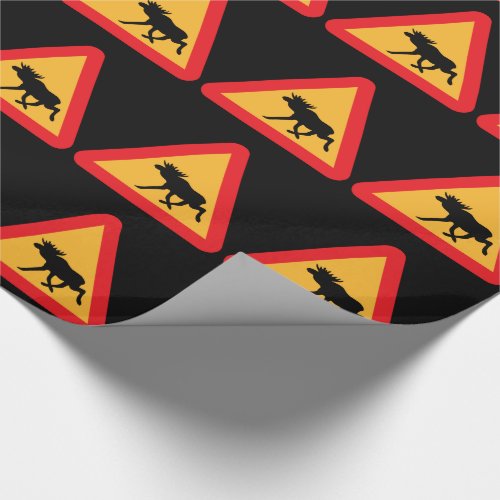 Caution Moose Swedish Traffic Sign Wrapping Paper