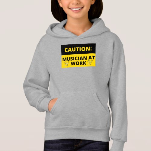 Caution Musician At Work Music Notes Funny  Hoodie
