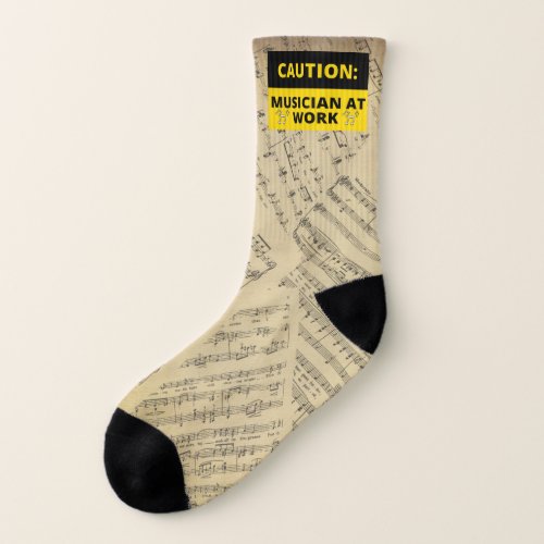 Caution Musician At Work Music Notes Funny  Socks