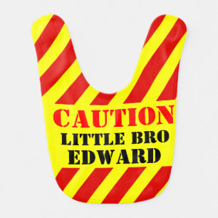 Caution named sign / warning brother baby bib