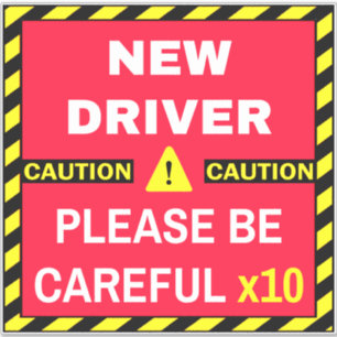 Caution New Driver (Be Careful) Red Student Car  Sticker