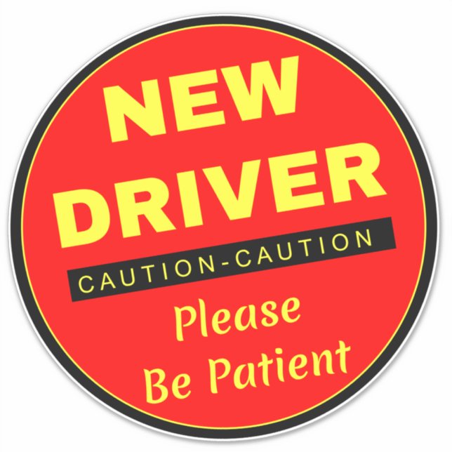 Caution New Driver Please Be Patient - Red Car Sticker (Front)