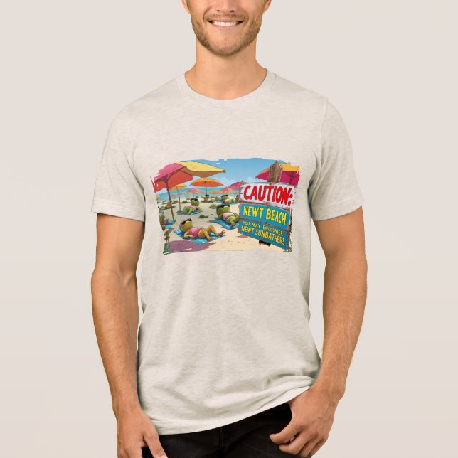 Caution: Newt Beach Tri-Blend Shirt (Front)