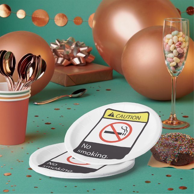 Caution No Smoking Sign Paper Plates (Creator Uploaded)