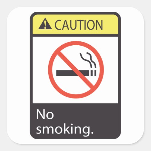 Caution No Smoking Sign Square Sticker