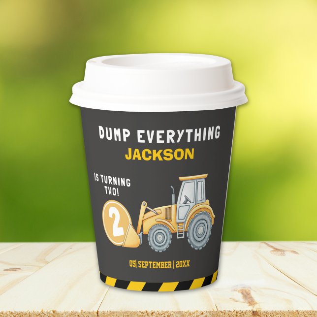 "Caution: Party Ahead! Construction Birthday 2 Paper Cups (Creator Uploaded)