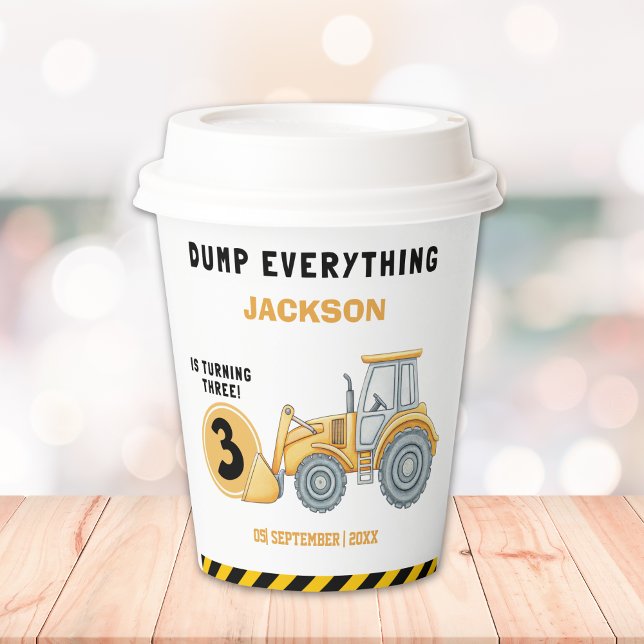 "Caution: Party Ahead! Construction Birthday 3 Paper Cups (Creator Uploaded)