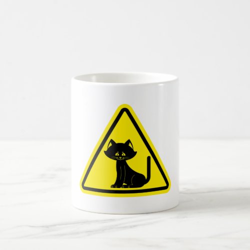 Caution Pet Sign Black Cat Coffee Mug