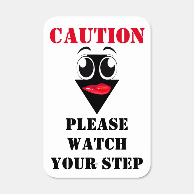 Caution Please Watch Your Step Arrow Office Funny Metal Sign (Front)