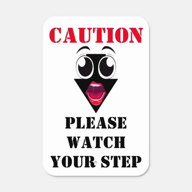 Caution Please Watch Your Step Funny Arrow Speaks Metal Sign (Front)