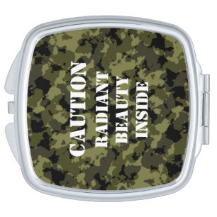 Caution Radiant Beauty Inside Compact Mirror
