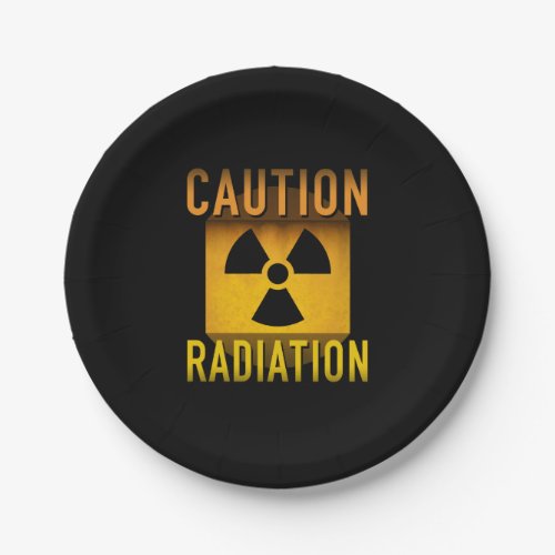 Caution Radiation Symbol Retro Atomic Age Grunge  Paper Plates