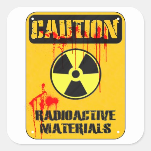 Caution Radioactive Material Square Sticker