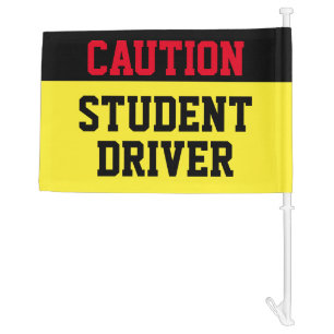 Caution Red Black Yellow Modern Student Driver Car Flag