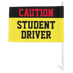 Caution Red Black Yellow Modern Student Driver Car Flag
