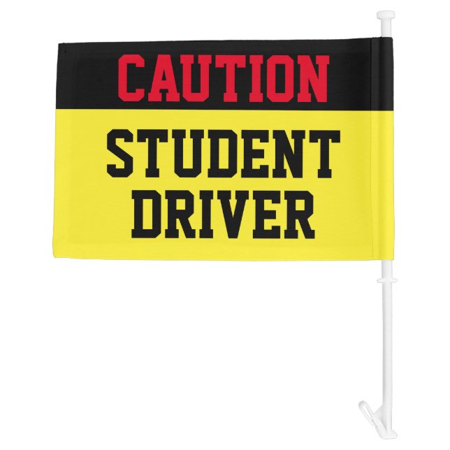Caution Red Black Yellow Modern Student Driver Car Flag (Back)