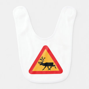 Caution Reindeer Swedish Traffic Sign Bib