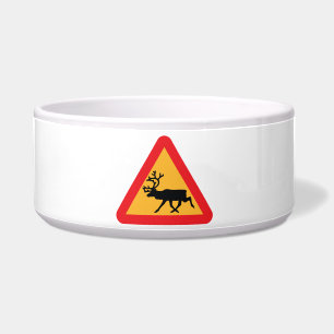 Caution Reindeer Swedish Traffic Sign Bowl