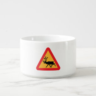 Caution Reindeer Swedish Traffic Sign Bowl