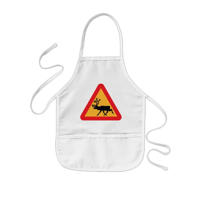 Caution Reindeer Swedish Traffic Sign Kids' Apron (Front)