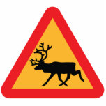 Caution Reindeer Swedish Traffic Sign Statuette<br><div class="desc">Reindeer / Caribou warning road sign, black deer silhouette.
Globe Trotters specializes in idiosyncratic imagery from around the globe. Here you will find unique Greeting Cards, Postcards, Posters, Mousepads and more.</div>
