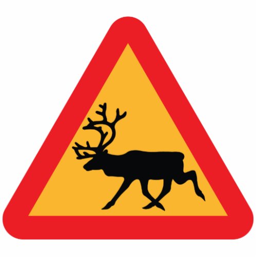 Caution Reindeer Swedish Traffic Sign Statuette