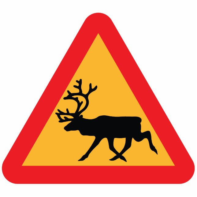 Caution Reindeer Swedish Traffic Sign Statuette (Front)